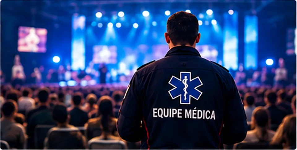 Equipe médica realizando cobertura de evento